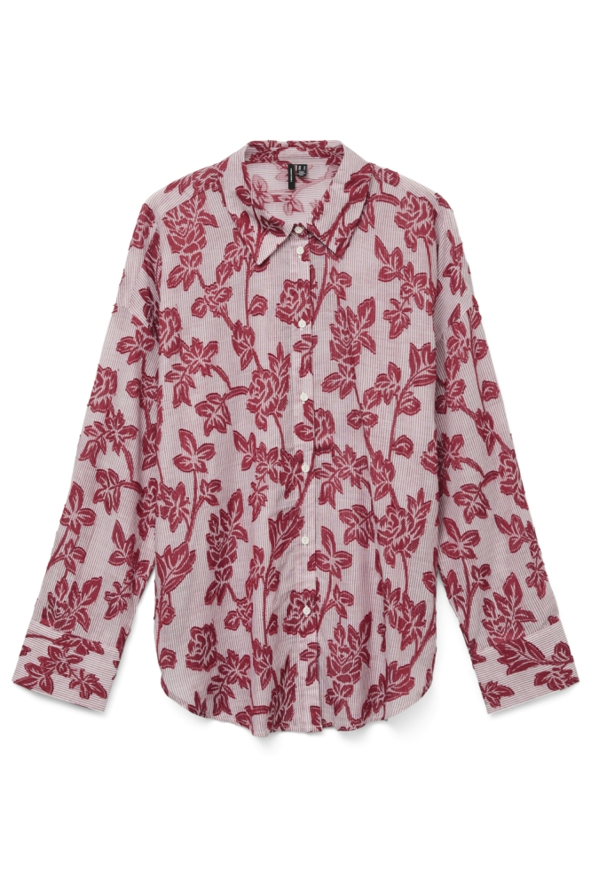 VMFRANKIE LS SHIRT WVN 10329446 Karanda Red/White stripes